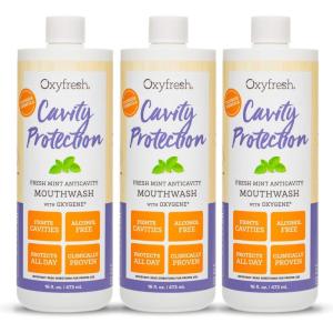 imageOxyfresh Cavity Protection Fluoride Mouthwash  Anticavity Mouthwash for Sensitive Teeth  NonStaining KidFriendly  Lasting Fresh Breath 3 Pack 161 Count Pack of 3