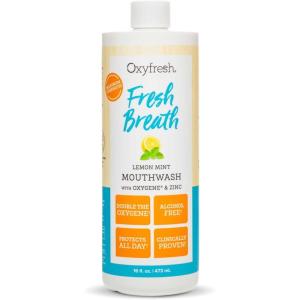 imageOxyfresh Premium Lemon Mint Fresh Breath Mouthwash  Oral Rinse for Bad Breath  SLS ampamp Fluoride Free Mouthrinse  Alcohol Free Gentle Non Burning Mouthwash with Xylitol ampamp Essential Oils 3 Pack 16 oz16 Fl Oz Pack of 1