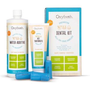 imageOxyfresh Premium Pet Dental Kit for Dogs ampamp Cats  Easy Solution for Dog and Cat Fresh Breath Clean Teeth Control Plaque ampamp Tartar  Vet Formulated Pet Toothpaste 4oz  Water Additive 16oz KitLarge Kit
