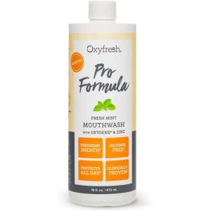 imageOxyfresh Pro Formula Fresh Mint Mouthwash  Patented Zinc Mouthrinse for Fresh Breath ampamp Soothing Gums  Dye Free Fluoride Free Alcohol Free Mouthwash  3 Bottles 16 oz eaFresh Mint w Zinc